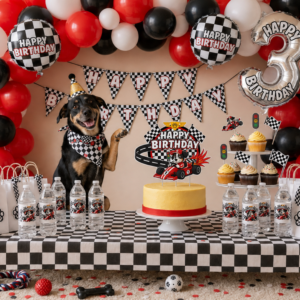 Dog Birthday Party Kit - Race Car Theme - MEDIUM | 2 Happy Pets