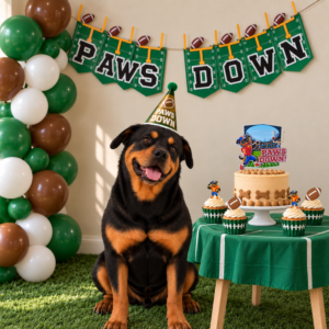 Paws Down Dog Birthday Party Kit - Football Party Kit SMALL | 2 Happy Pets