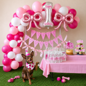 Pink Pawquette Dog Birthday Party Kit - MEDIUM | 2 Happy Pets