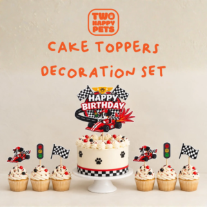 Race Car Dog Birthday | Cake Topper and Cupcake Topper SET
